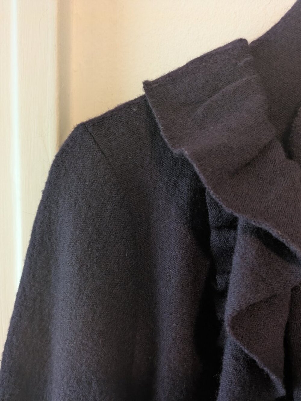 Anthropologie Charlie & Robin Dark Purple Wrapped in Ruffles Cardigan - Picture 4 of 16